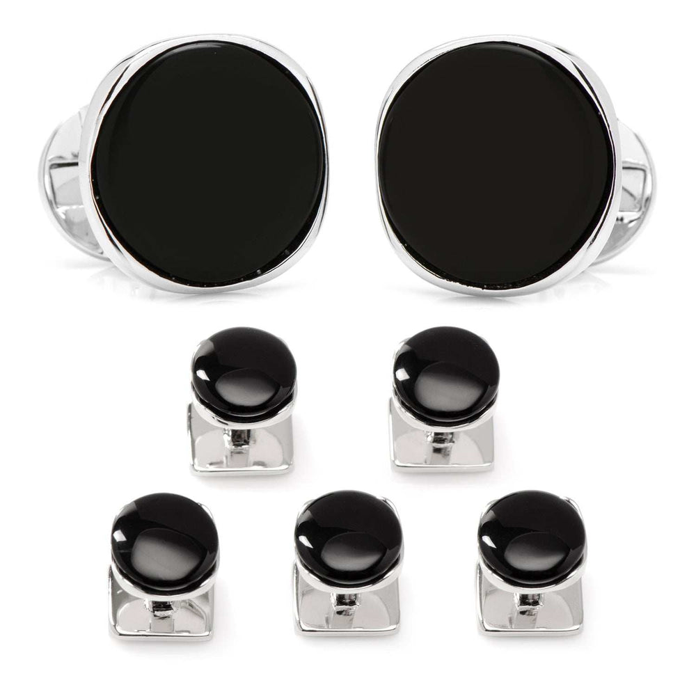 Sterling Silver Classic Formal Onyx 5-Stud Set - Cufflinks.com - Flyclothing LLC