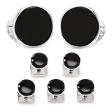 Sterling Silver Classic Formal Onyx 5-Stud Set - Cufflinks.com - Flyclothing LLC