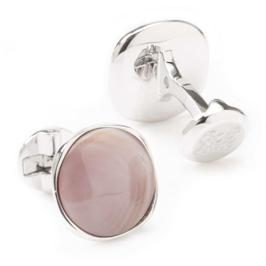 Sterling Silver Classic Formal Pink Mother of Pearl Cufflink - Cufflinks.com - Flyclothing LLC