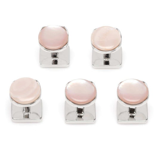 Sterling Silver Classic Formal Pink Mother of Pearl 5-Studs - Cufflinks.com - Flyclothing LLC