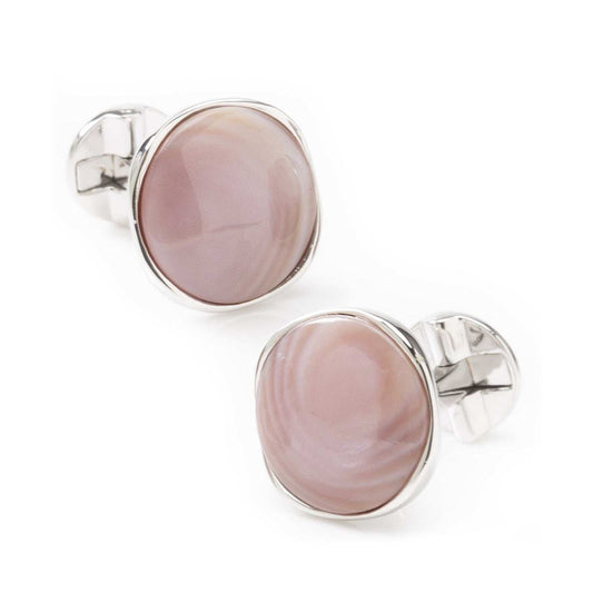 Sterling Silver Classic Formal Pink Mother of Pearl Cufflink - Cufflinks.com - Flyclothing LLC