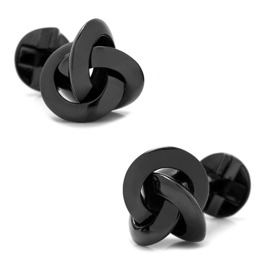 Sterling Silver Black Knot Cufflinks - Cufflinks.com - Flyclothing LLC