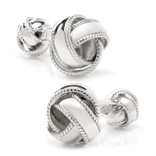 Sterling Silver Braided Knot Cufflinks - Cufflinks.com - Flyclothing LLC