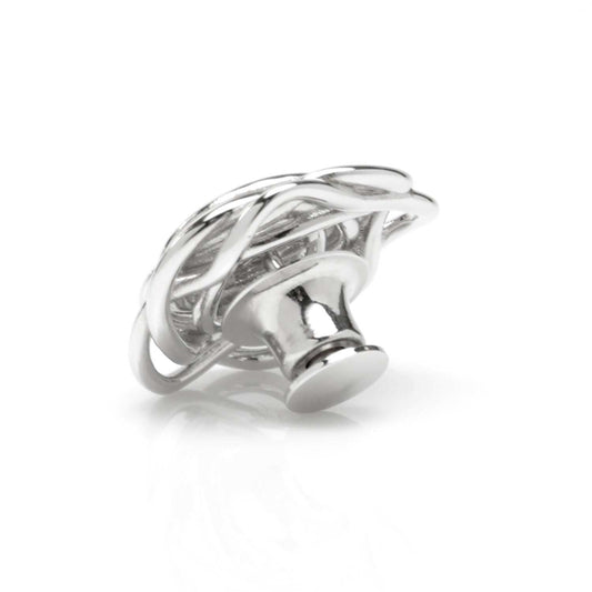 Sterling Silver Rhodium Plated Rose Lapel Pin - Cufflinks.com - Flyclothing LLC