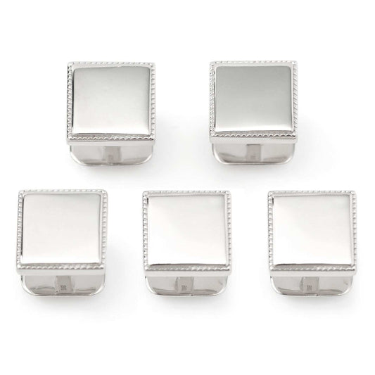 Sterling Silver Rope Square 5-Studs - Cufflinks.com - Flyclothing LLC