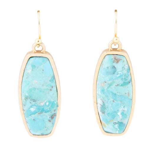 Odyssey Long Blue Turquoise and Golden Statement Earrings - Barse Jewelry - Flyclothing LLC