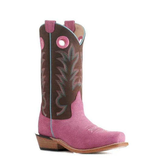 Old West Childrens Light Brown Suede Foot with Printed Black Counter/Black Boot 8210Y - Old West - Flyclothing LLC