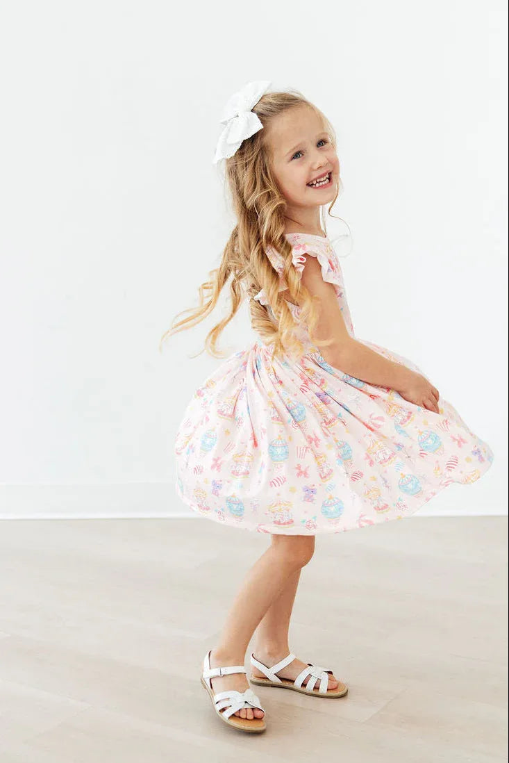 Off to the Circus Flutter Sleeve Twirl Dress - Mila & Rose ® - Flyclothing LLC