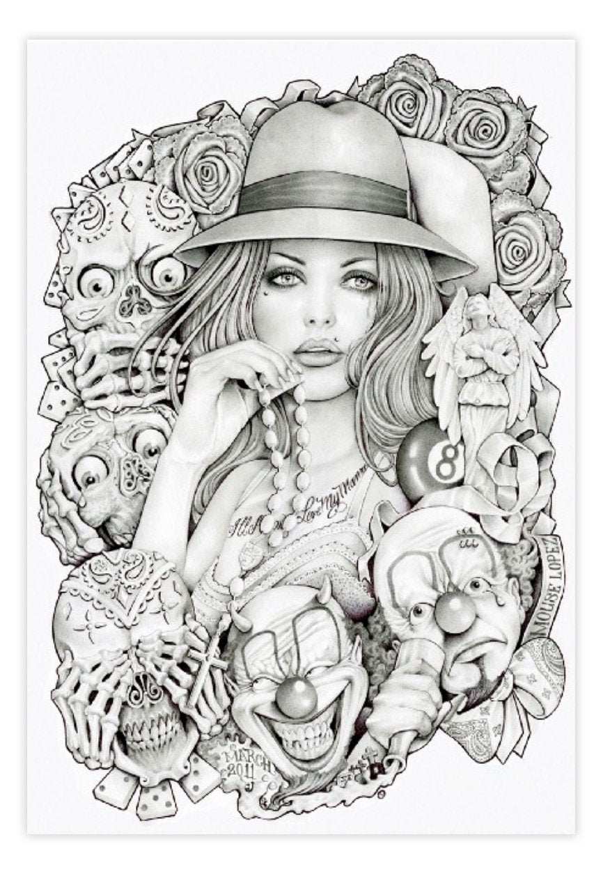 Black Market Art Company Old School Girl Print - Black Market Art Company - Flyclothing LLC