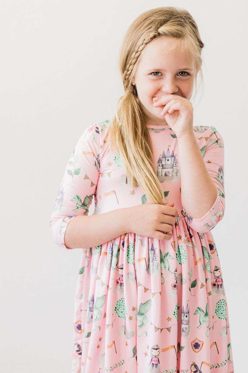 Once Upon a Time 3/4 Sleeve Pocket Twirl Dress - Mila & Rose ® - Flyclothing LLC