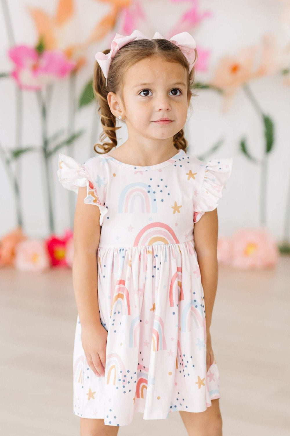 Over the Rainbow Flutter Sleeve Twirl Dress - Mila & Rose ® - Flyclothing LLC