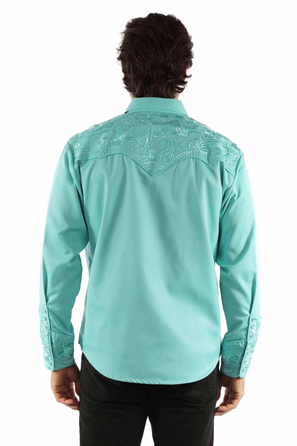 western scully caribbean 65% polyester 35% rayon floral tooled embroidery shirt - Scully Leather - Flyclothing LLC