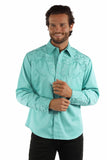 western scully caribbean 65% polyester 35% rayon floral tooled embroidery shirt - Scully Leather - Flyclothing LLC