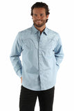Scully Leather Light Blue Floral Tooled Embroidery Shirt - Scully Leather - Flyclothing LLC