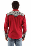 Scully Leather red white & blue floral tooled embroidery shirt - Scully Leather - Flyclothing LLC