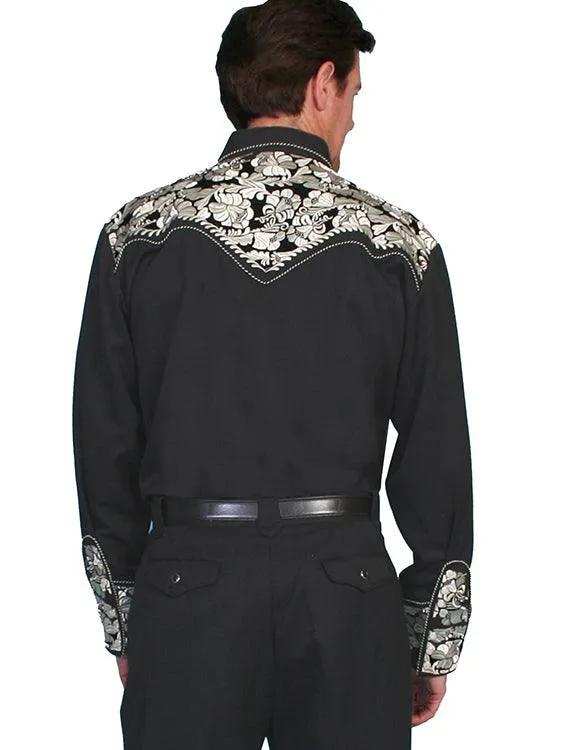 Scully Leather Silver Poly/rayon blend snap front shirt - Scully Leather - Flyclothing LLC