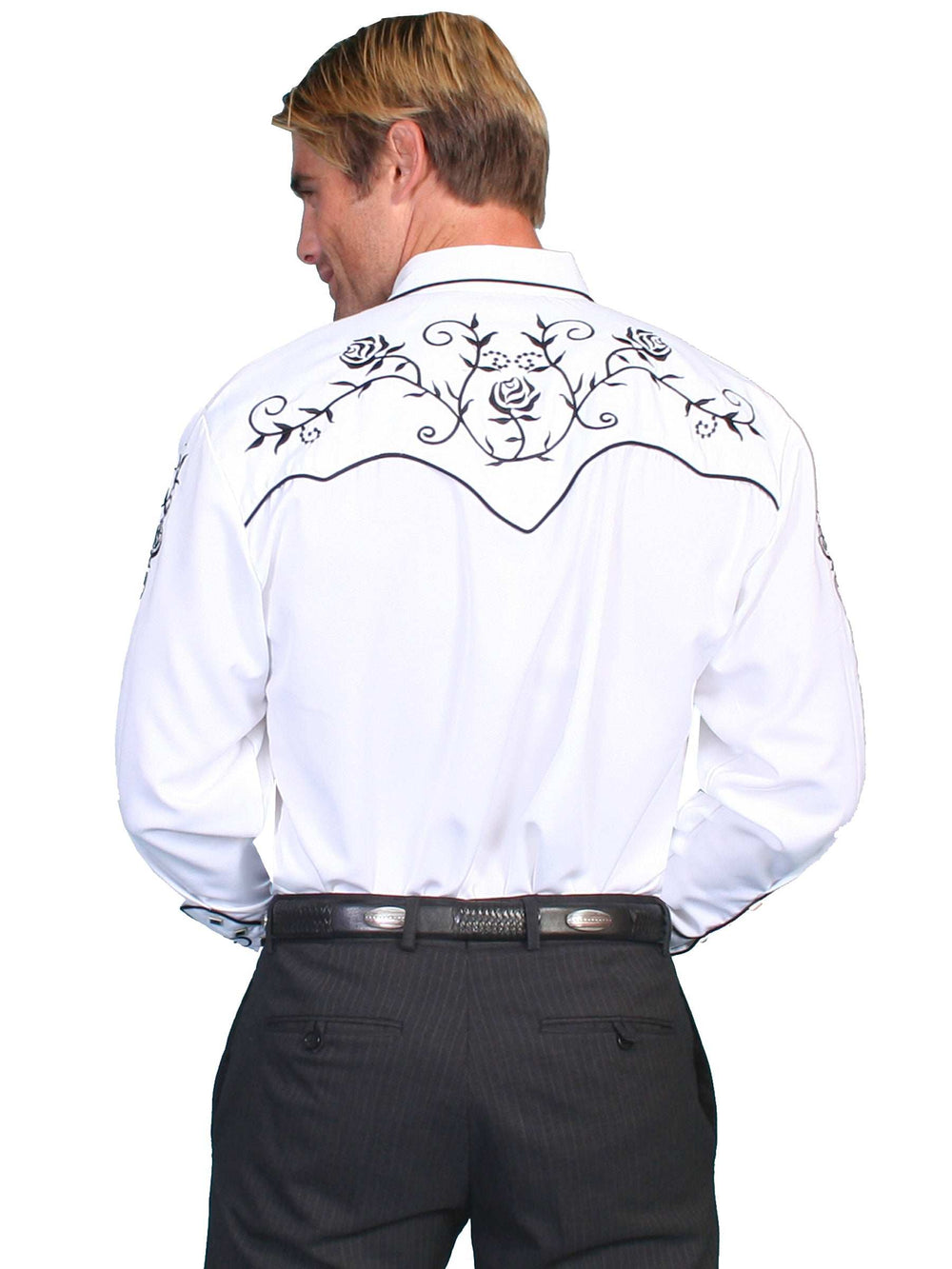 Scully WHITE FLORAL EMB. SLEEVE/YOKE SHIRT - Scully Leather - Flyclothing LLC