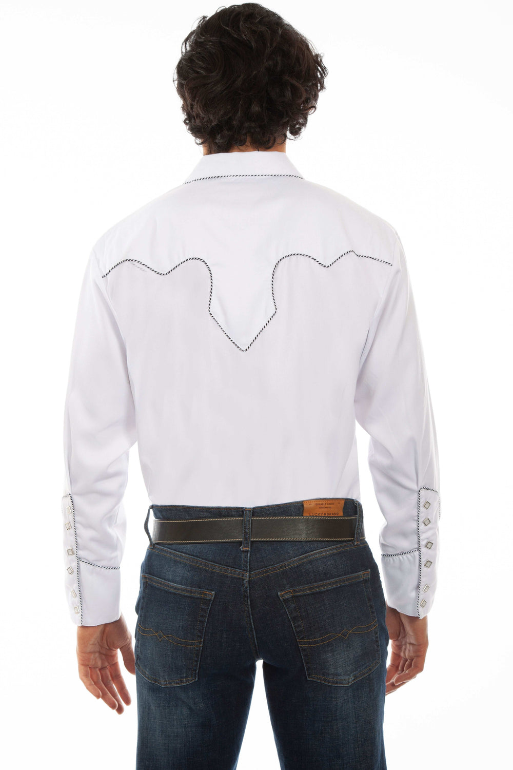 Scully WHITE SOLID SHIRT W/CANDY CANE PIPING - Scully Leather - Flyclothing LLC