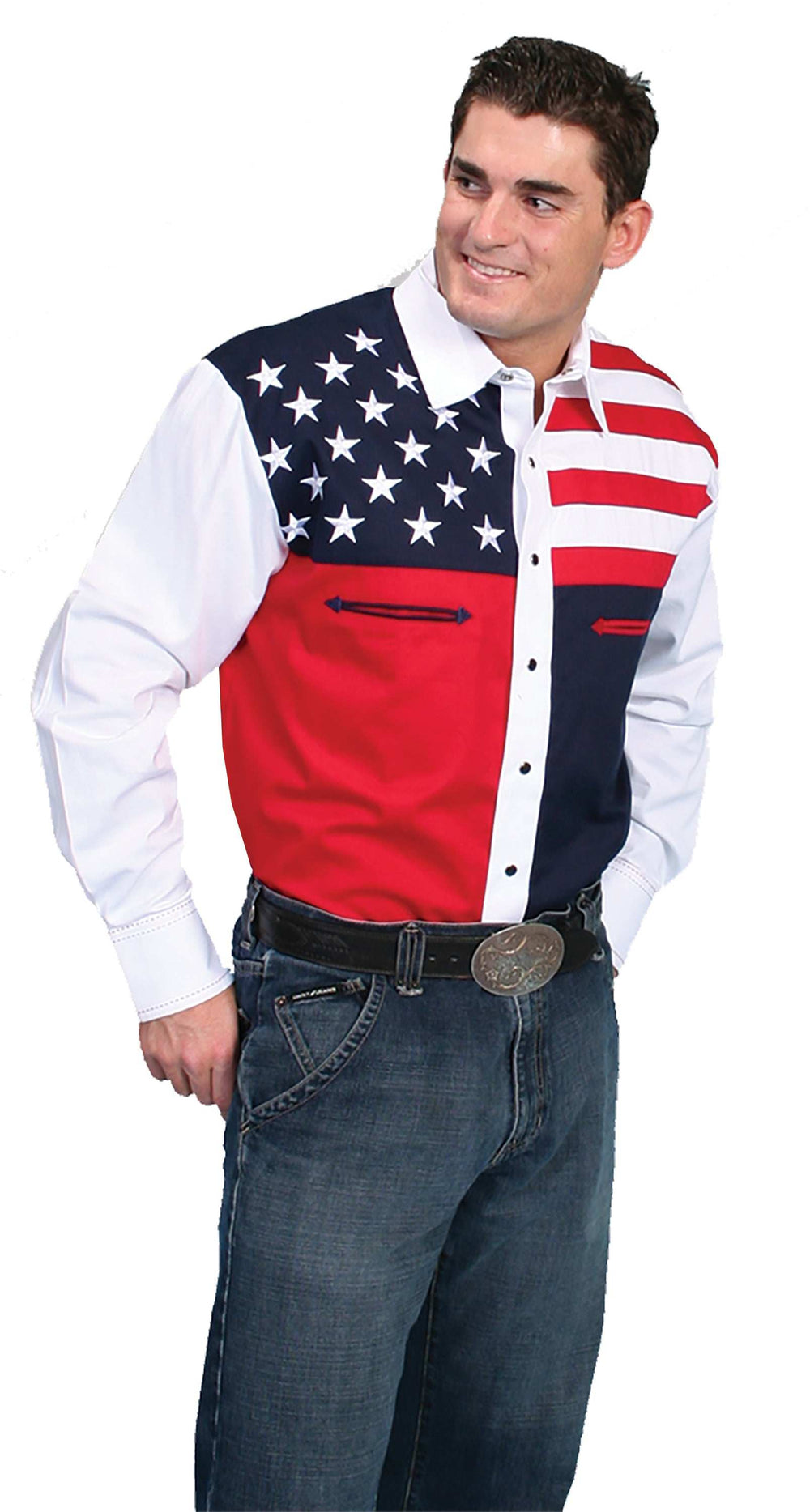 Scully Red, White and Blue Cotton Shirt - Scully Leather - Flyclothing LLC
