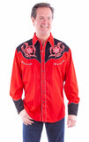 Scully Leather Western Scully Red Flower Emb. - Scully Leather - Flyclothing LLC