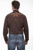 Scully Leather Brown Embroidered Thunderbird Shirt - Scully Leather - Flyclothing LLC