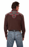 Scully Leather Brown Rose Embroidered Stitch Shirt - Scully Leather - Flyclothing LLC