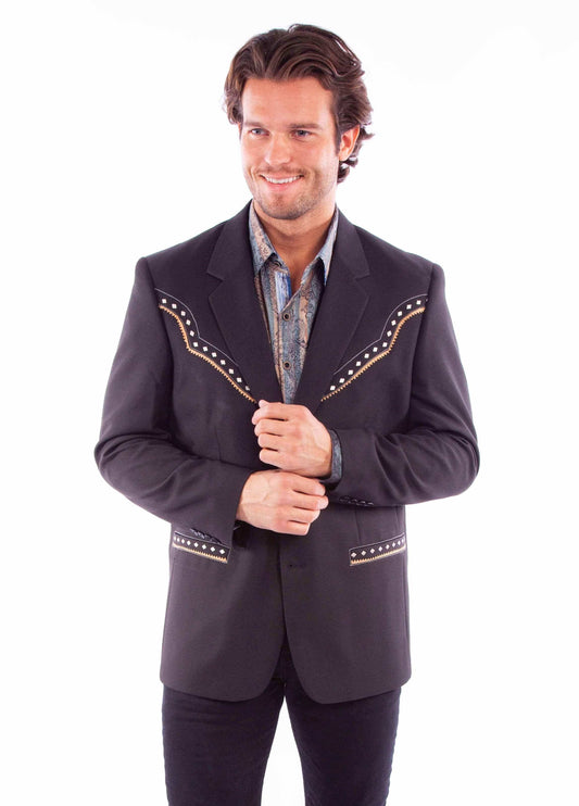 Scully Leather Black Cream Diamond Yoke Blazer - Scully Leather - Flyclothing LLC