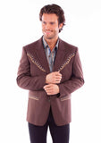 Scully Leather Diamond Yoke Mens Blazer Brown - Scully Leather - Flyclothing LLC