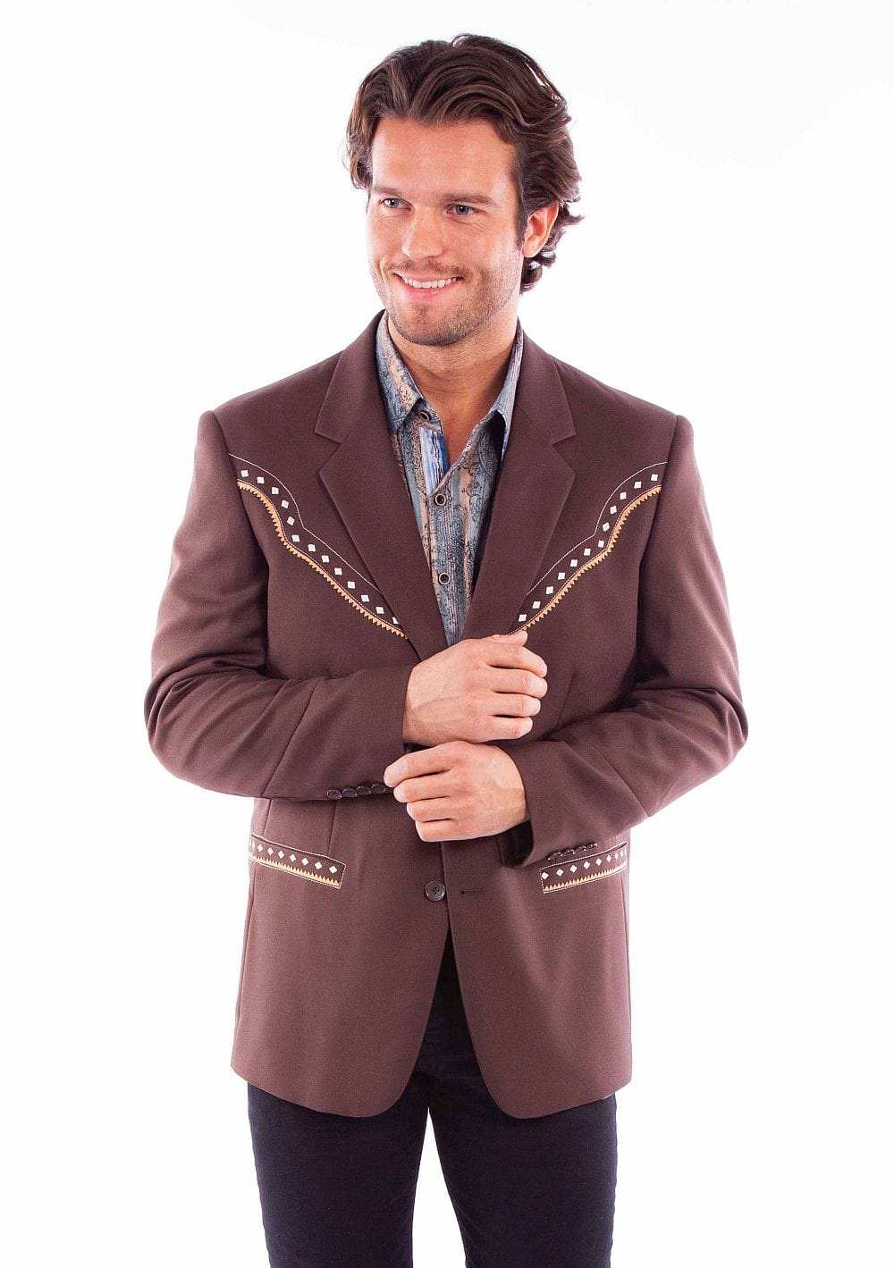Scully Leather Western Scully Diamond Yoke Blazer Long - Scully Leather - Flyclothing LLC