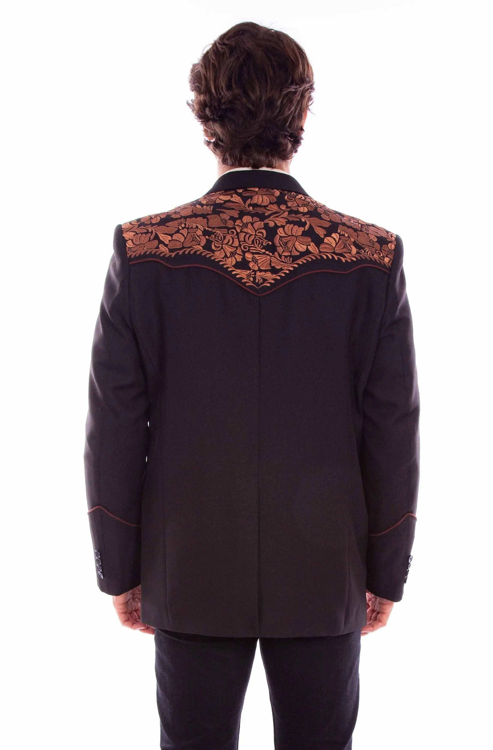 Western Scully Black-Brown Floral Embroidered Blazer - Scully Leather - Flyclothing LLC