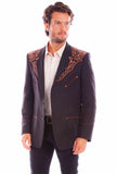 Western Scully Black-Brown Floral Embroidered Blazer - Scully Leather - Flyclothing LLC