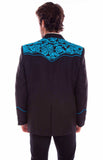 Western Scully Black-Turquoise Floral Embroidered Blazer - Scully Leather - Flyclothing LLC