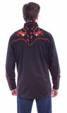 Scully Leather Black Embroidered Fiddles Western Shirt - Scully Leather - Flyclothing LLC