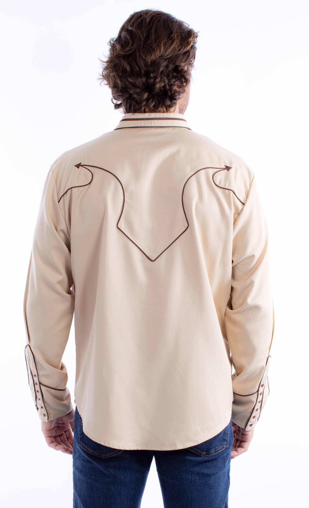 Scully Leather tan solid shirt with piping & arrows - Scully Leather - Flyclothing LLC