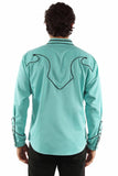 Scully Leather turquoise solid shirt with piping & arrows - Scully Leather - Flyclothing LLC