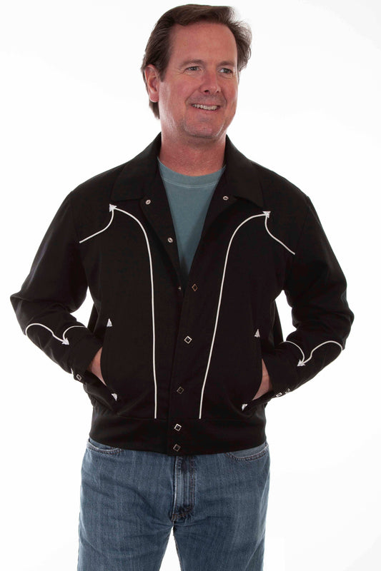 western scully black bolero jacket w/piping - Scully Leather - Flyclothing LLC