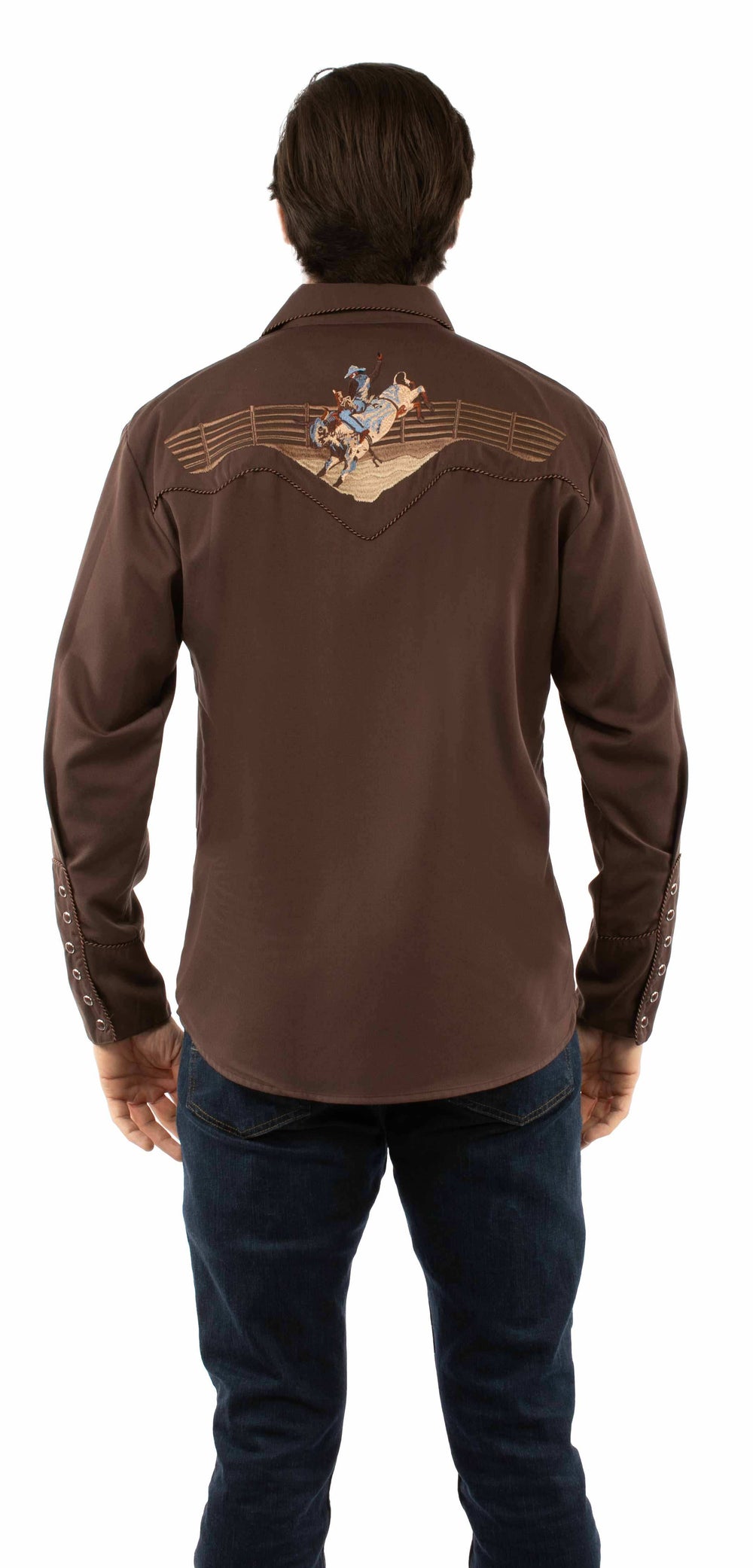 Western Scully 65% polyester 35% cotton Chocolate Bronco rider - Scully Leather - Flyclothing LLC