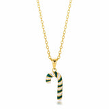 Gold Plated Enamel Candy Cane Necklace - JGI - Flyclothing LLC