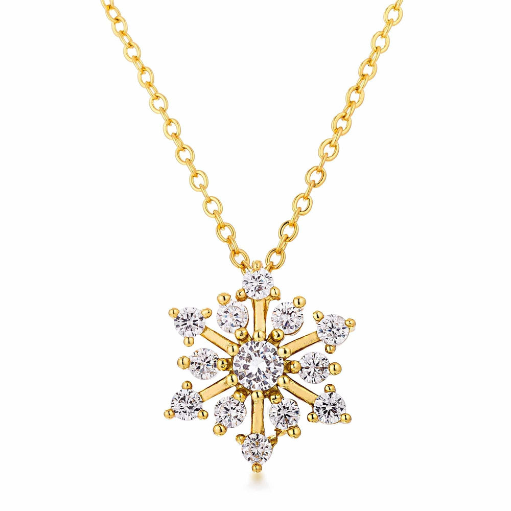 Contemporary Gold Plated CZ Snowflake Necklace - JGI - Flyclothing LLC