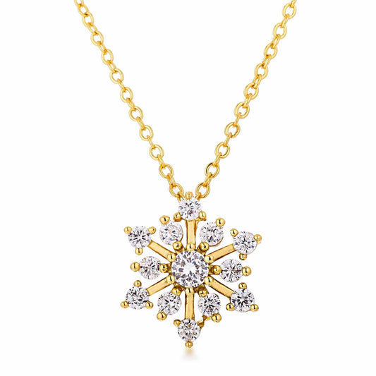 Contemporary Gold Plated CZ Snowflake Necklace - JGI - Flyclothing LLC