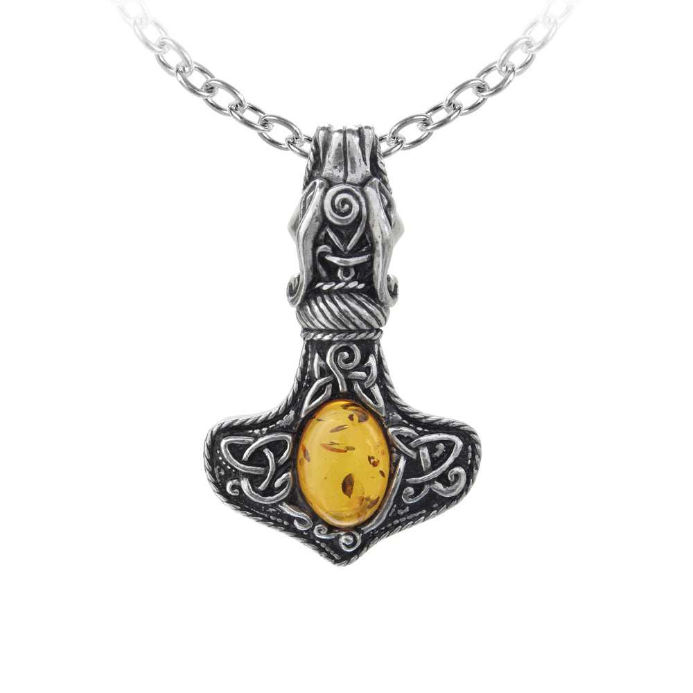 Alchemy Gothic Amber Dragon Thorhammer Pendant - Alchemy Gothic - Flyclothing LLC