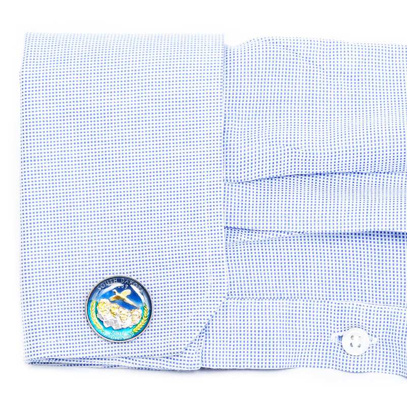 Hand Painted South Dakota State Quarter Cufflinks - Cufflinks.com - Flyclothing LLC