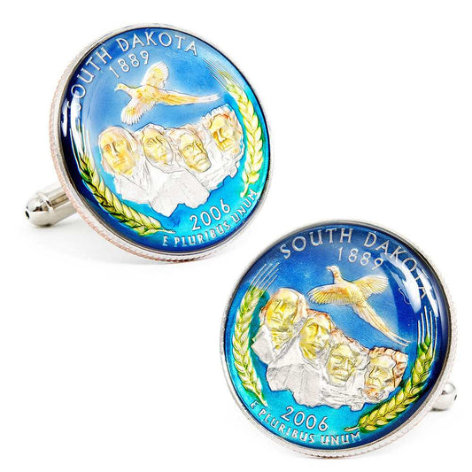 Hand Painted South Dakota State Quarter Cufflinks - Cufflinks.com - Flyclothing LLC
