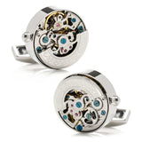 Silver Stainless Steel Kinetic Watch Movement Cufflinks - Cufflinks.com - Flyclothing LLC