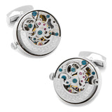Silver Stainless Steel Kinetic Watch Movement Cufflinks - Cufflinks.com - Flyclothing LLC