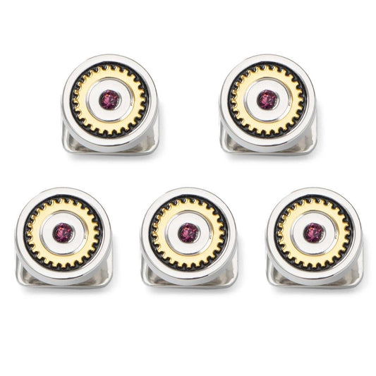 Gear Amethyst Stone 5-Studs - Cufflinks.com - Flyclothing LLC