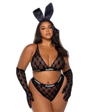 Playboy Flocked Bunny Bralette 2pc Set - Roma Costume - Flyclothing LLC
