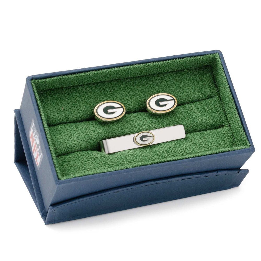 NFL Green Bay Packers Cufflinks and Tie Bar Gift Set - Cufflinks.com - Flyclothing LLC
