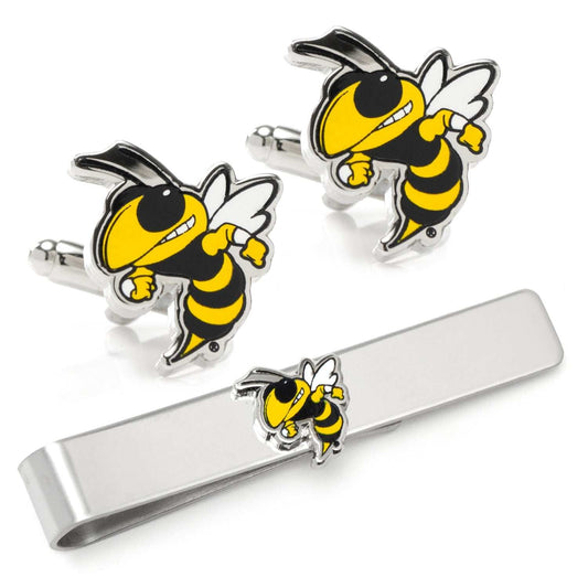 NCAA Georgia Tech Yellow Jackets Cufflinks and Tie Bar Gift Set - Cufflinks.com - Flyclothing LLC