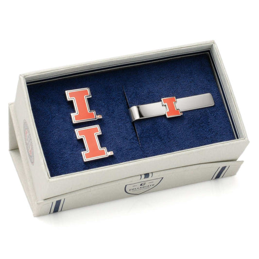 NCAA University of Illinois Cufflinks and Tie Bar Gift Set - Cufflinks.com - Flyclothing LLC